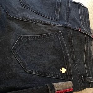 Kate Spade cropped denim cute pink cuff stitching